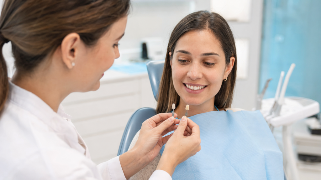 Paciente eligiendo entre carillas o blanqueamiento dental