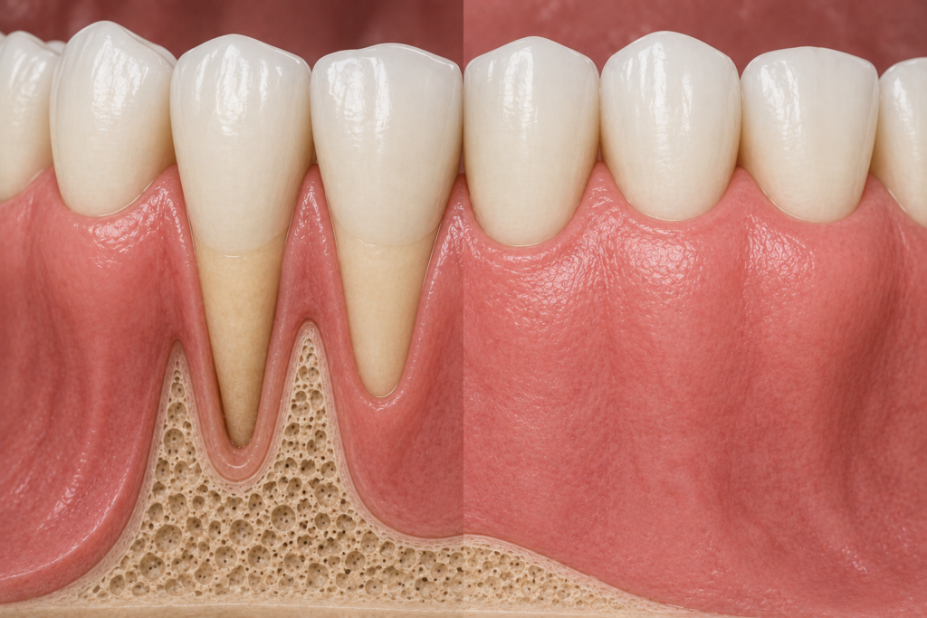 Injerto de encía para tratar una recesión gingival